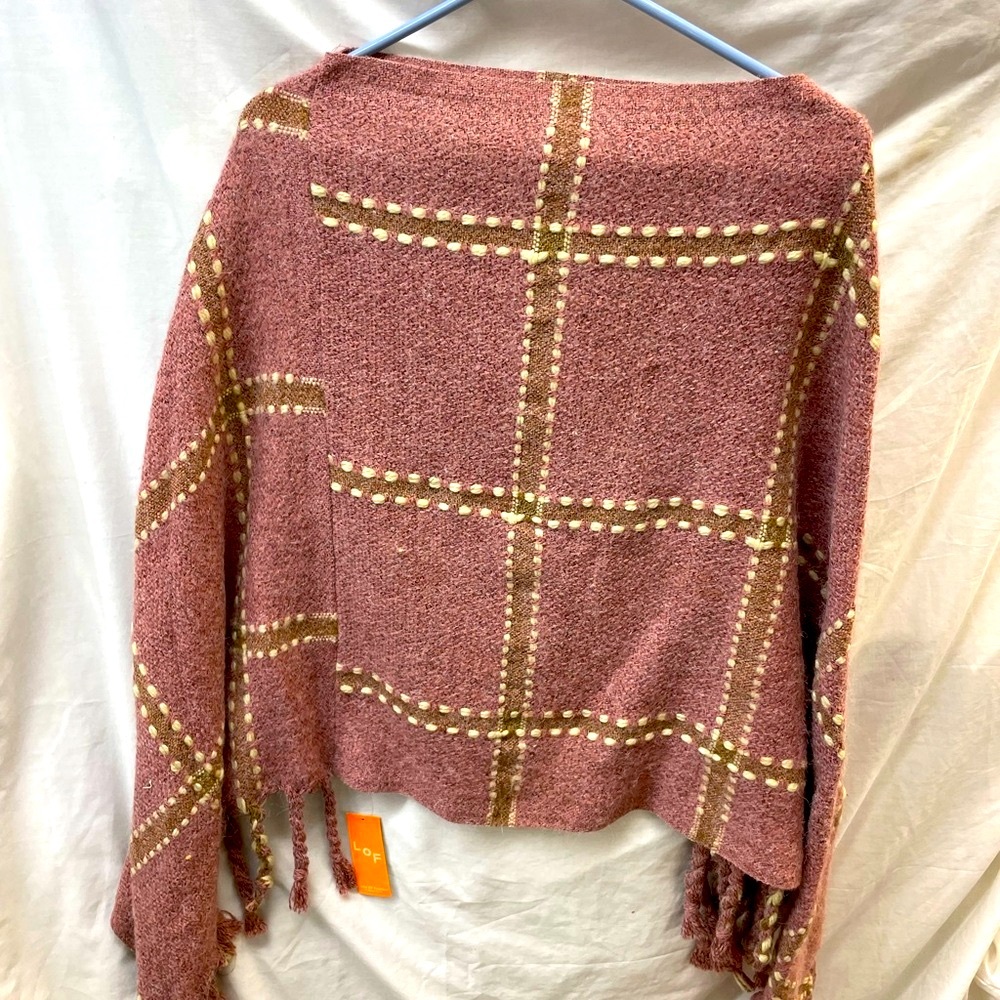 NEW!!! Love of fashion Plaid Fringe Women Sweater ladies sz L